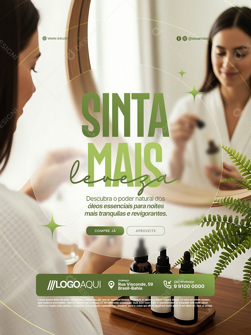 Óleos Essenciais Sinta Mais Leveza Social Media PSD Editável