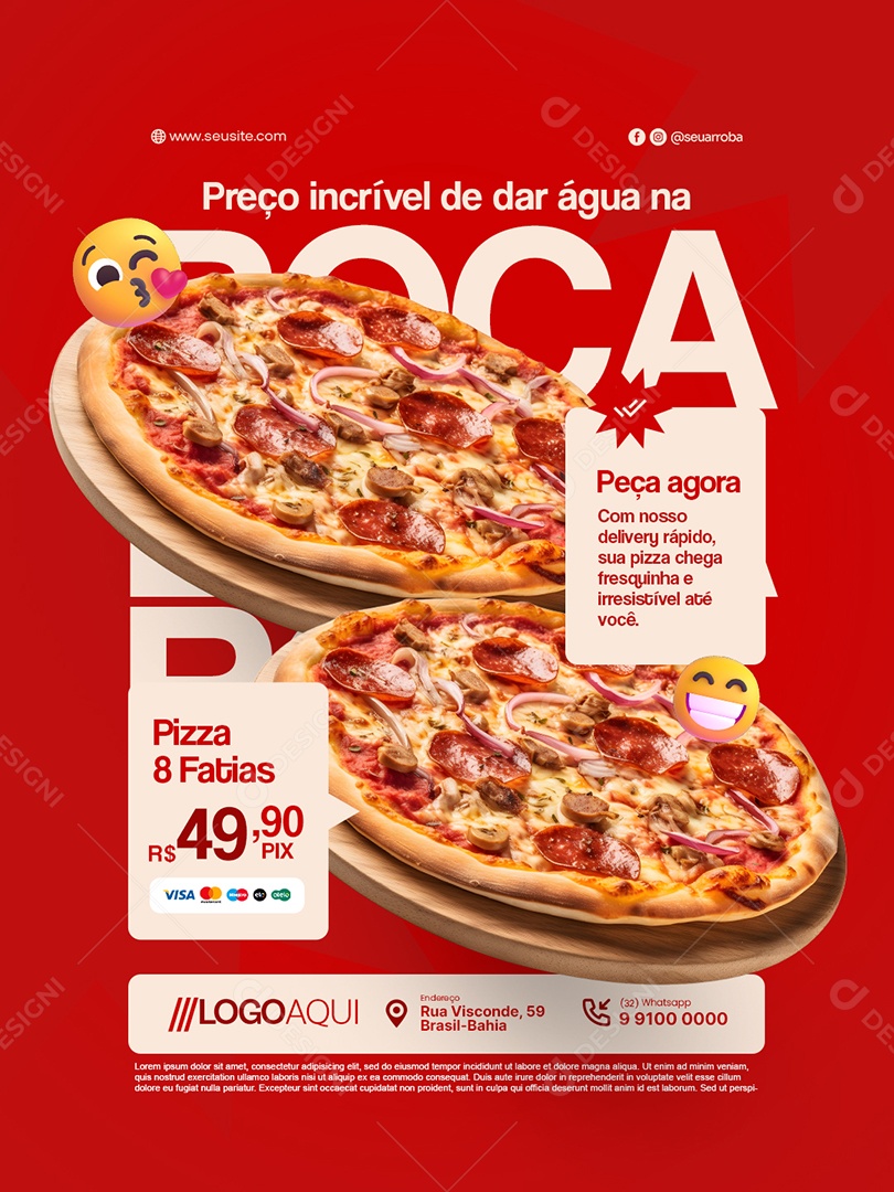 Pizzaria Preço Incrível de Dar Água na Boca Social Media PSD Editável