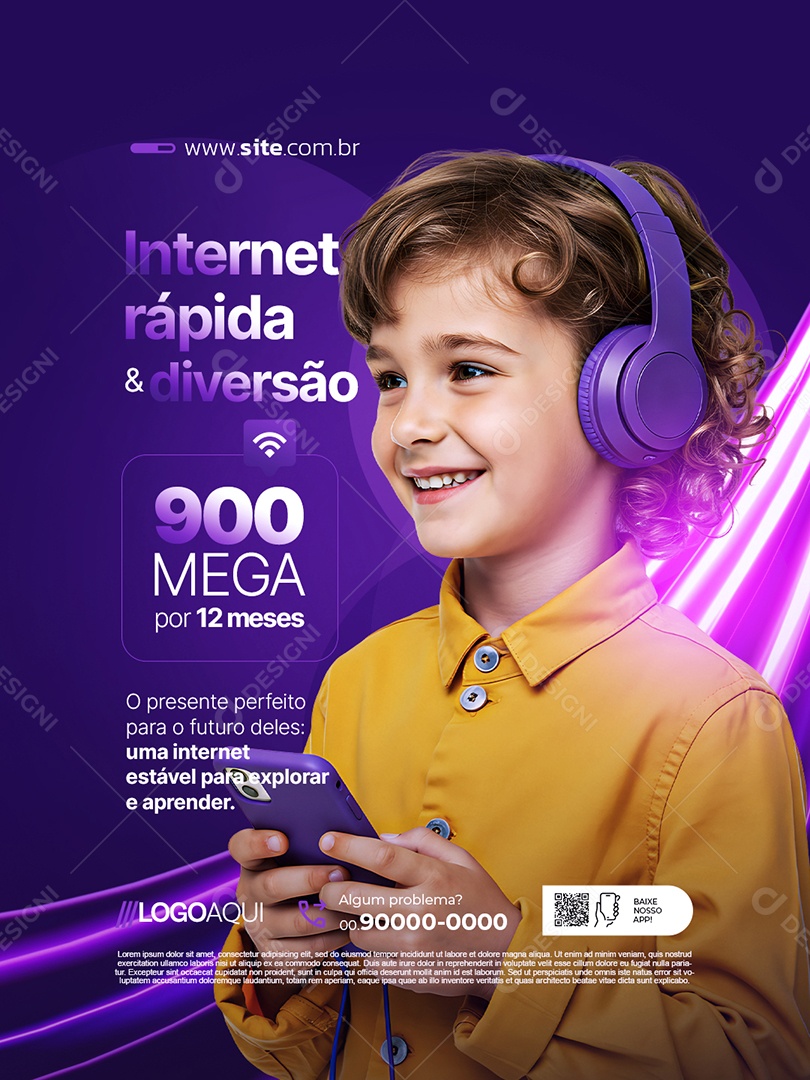 Provedor de Internet Rápida e Diversão Social Media PSD Editável