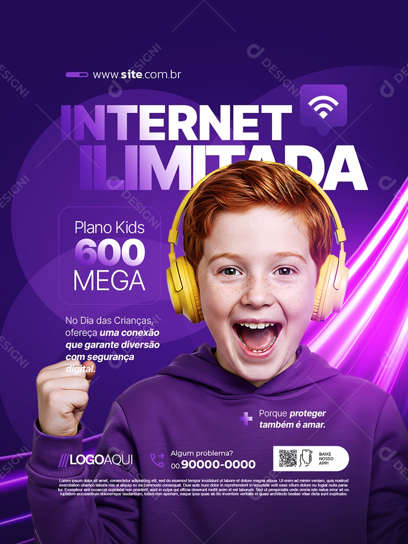 Provedor de Internet Internet Ilimitada Social Media PSD Editável