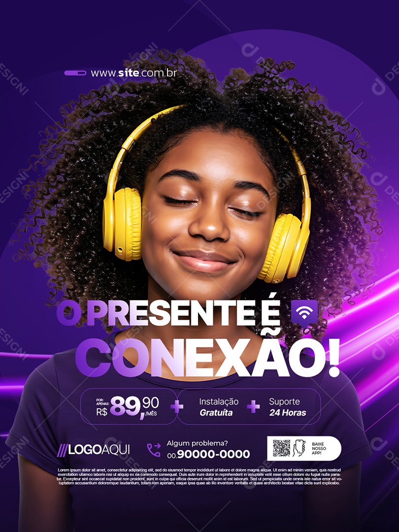 Provedor de Internet O Presente é Conexão Social Media PSD Editável