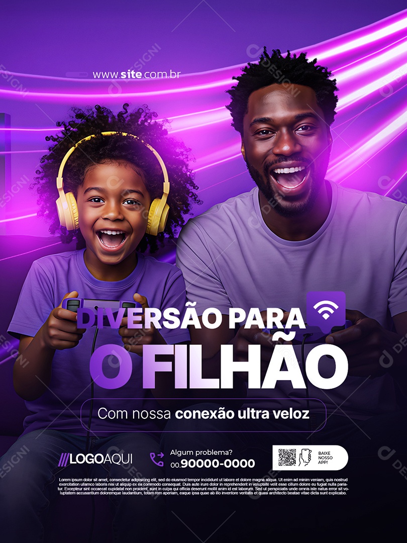 Provedor de Internet Diversão para O Filhão Com Nossa Conexão Ultra Veloz Social Media PSD Editável