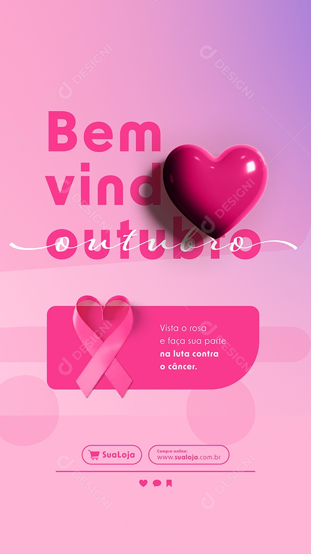 Story Bem Vindo Outubro Rosa Social Media PSD Editável