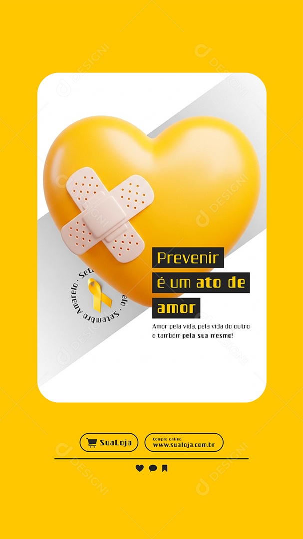 Story Setembro Amarelo Previnir é Um Ato de Amor Social Media PSD Editável