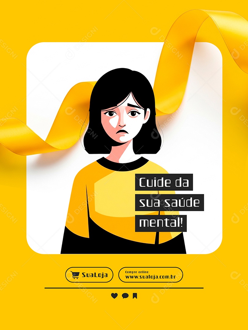 Setembro Amarelo Cuide da Sua Saúde Social Media PSD Editável