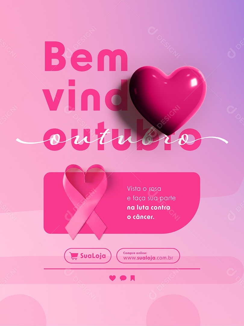 Bem Vindo Outubro Rosa Social Media PSD Editável