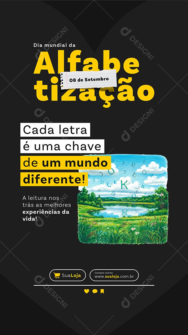 Story Dia da Alfabetização 08 de Setembro Social Media PSD Editável