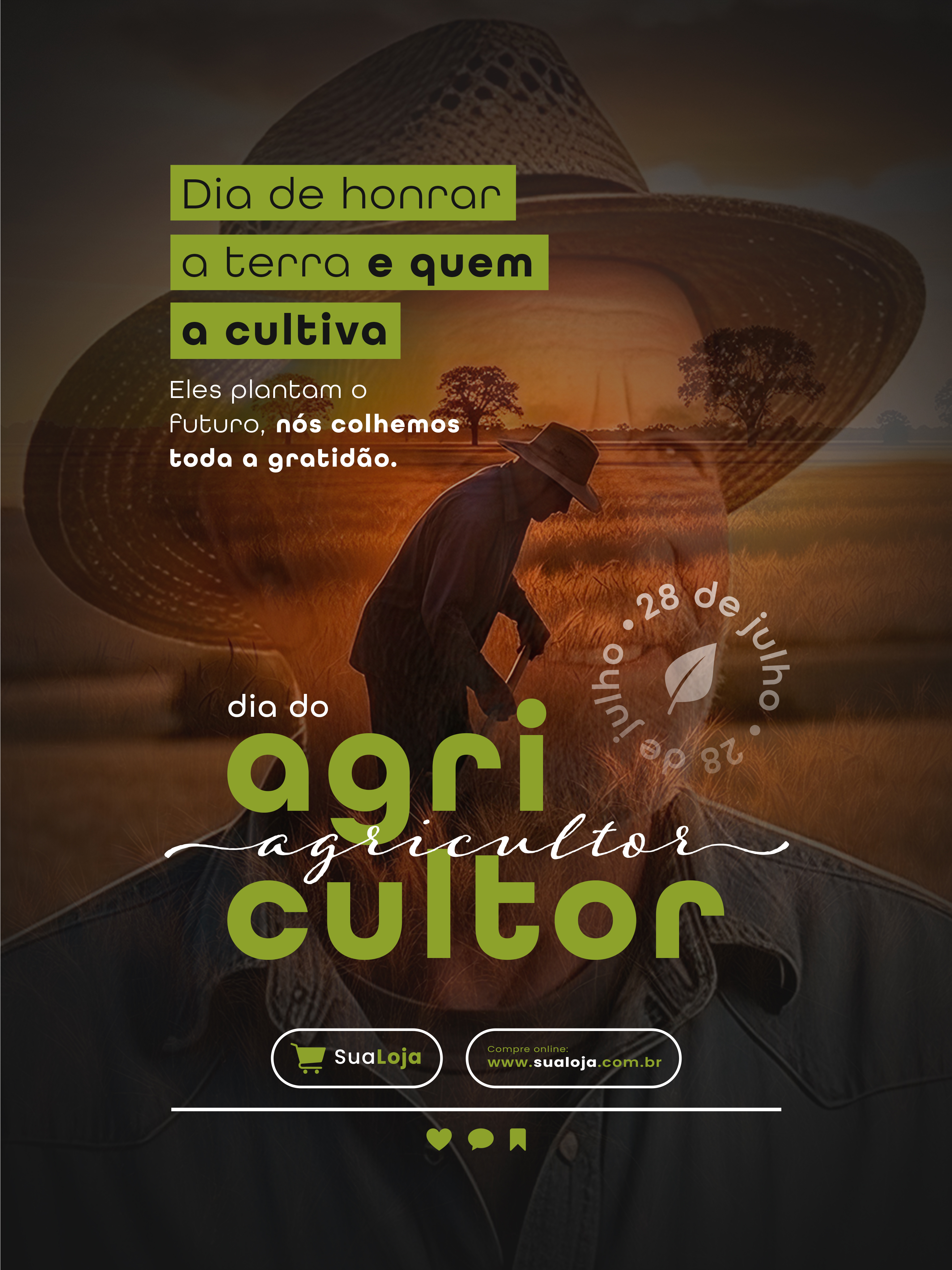 Dia do Agricultor 28 de Julho Social Media PSD Editável