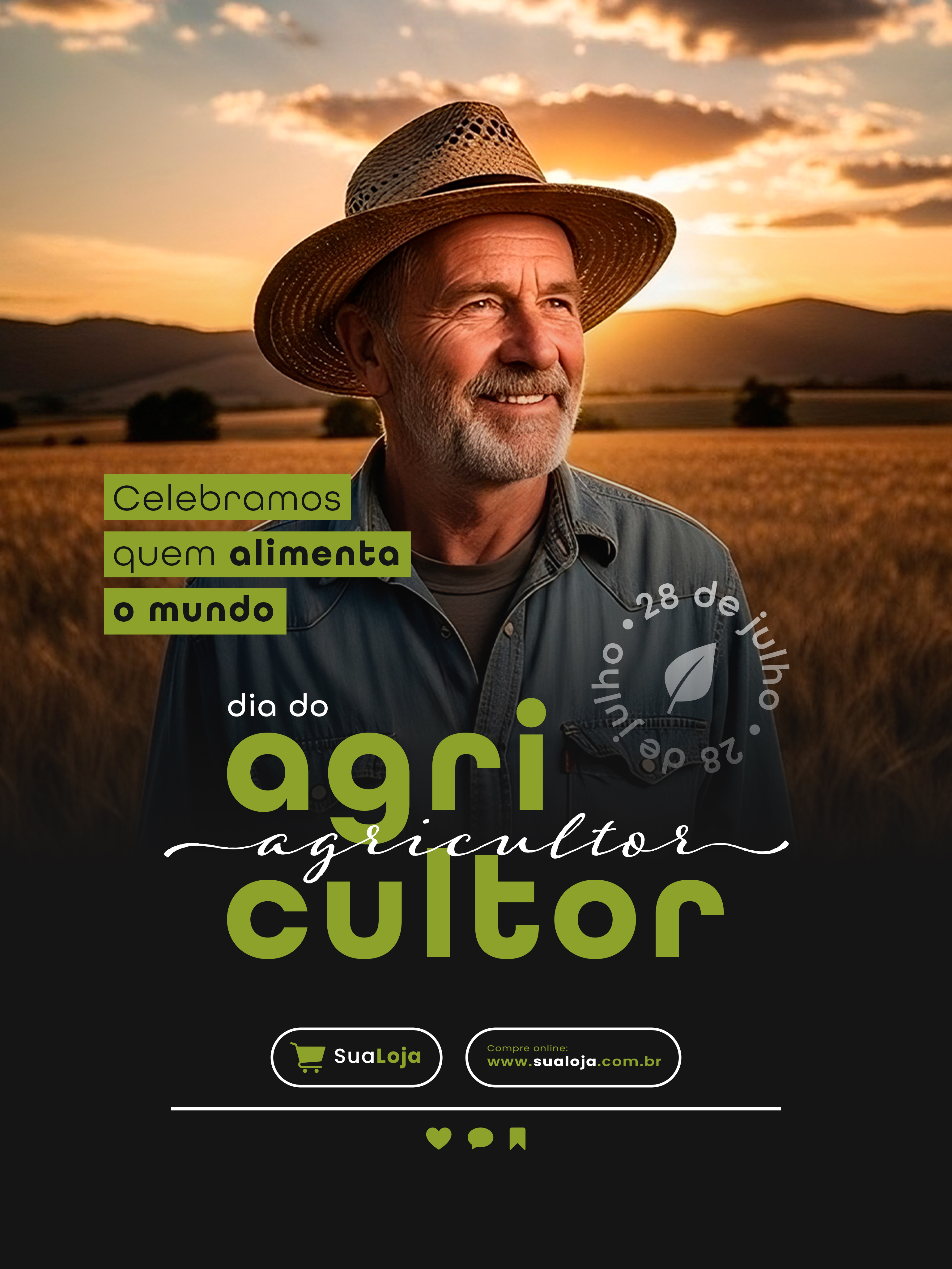 Dia do Agricultor 28 de Julho Social Media PSD Editável