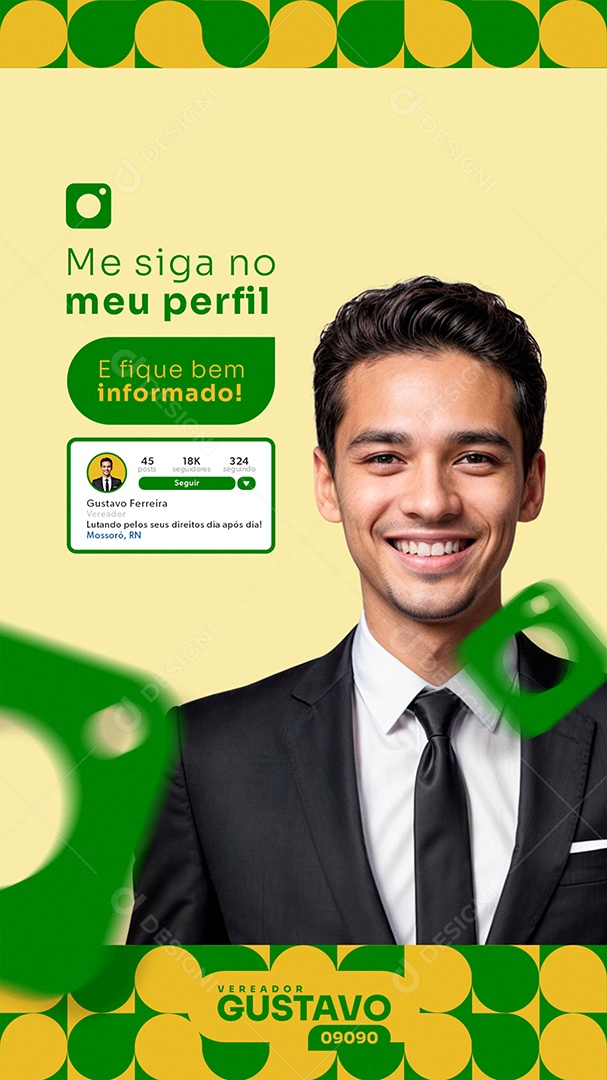 Story Campanha Política Siga Meu Perfil Social Media PSD Editável