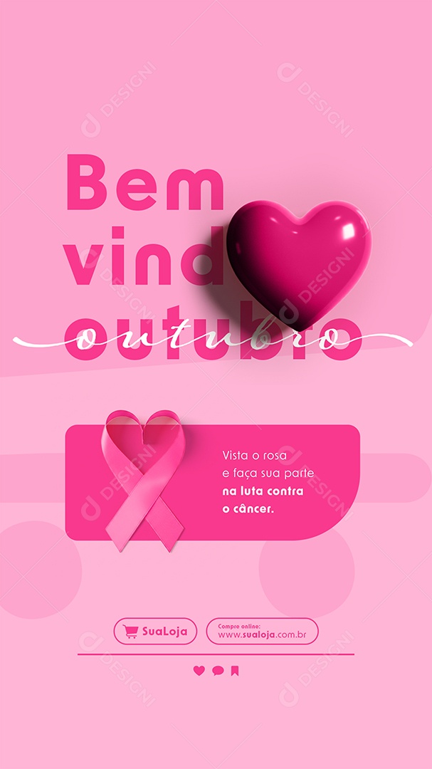Story Bem Vindo Outubro Rosa Social Media PSD Editável