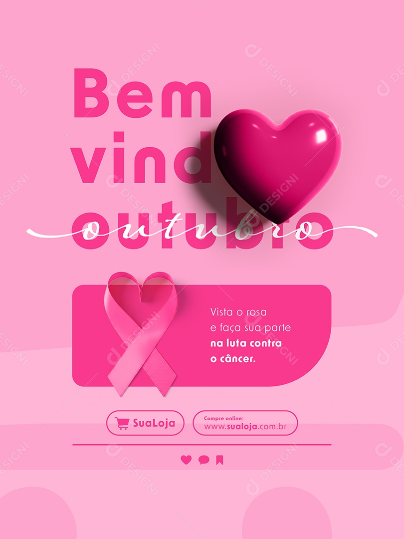 Bem Vindo Outubro Rosa Social Media PSD Editável