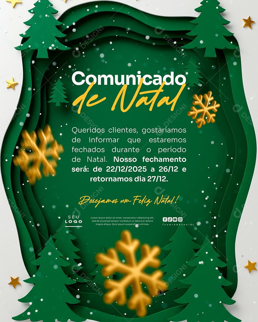 Comunicado De Natal Social Media PSD Editável
