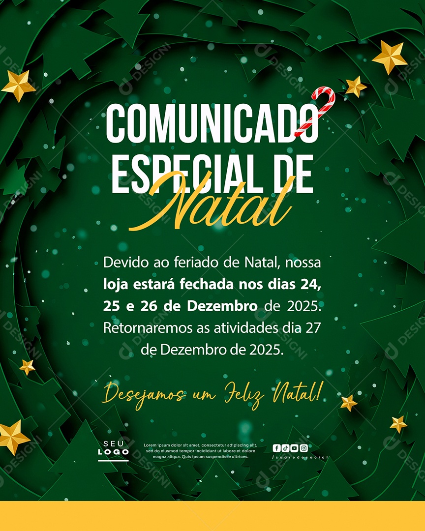 Comunicado Especial de Natal Social Media PSD Editável
