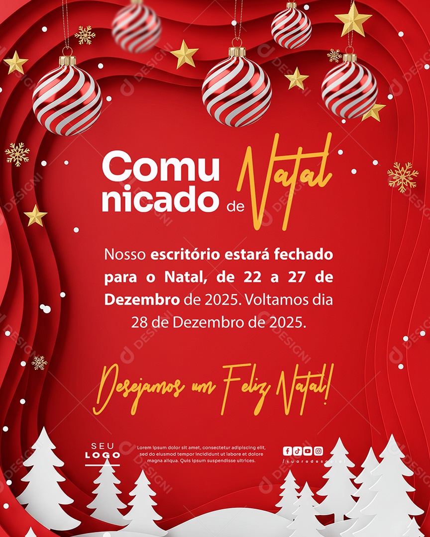 Comunicado De Natal Social Media PSD Editável