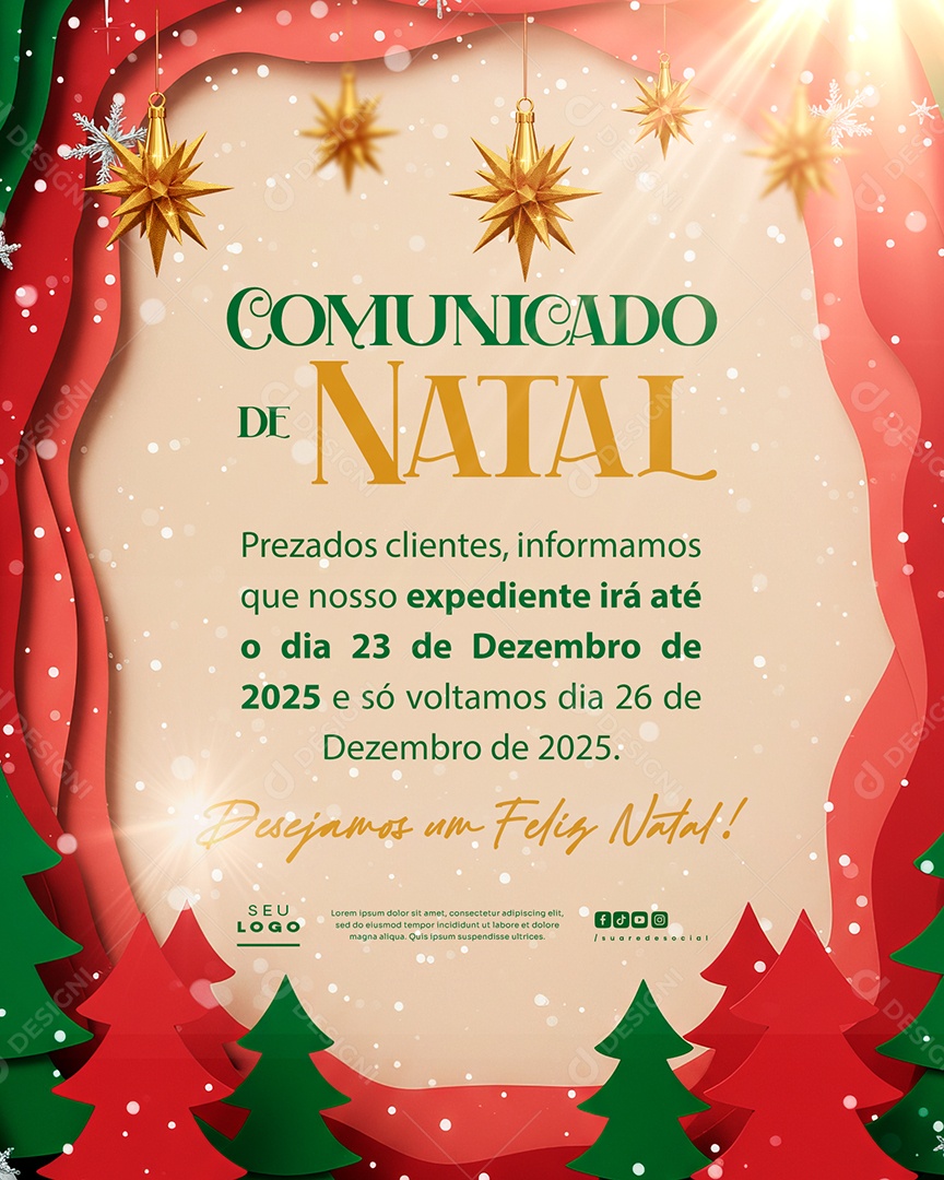 Comunicado De Natal Social Media PSD Editável