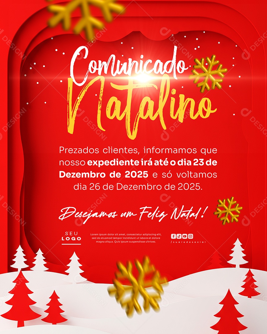 Comunicado Natalino Social Media PSD Editável