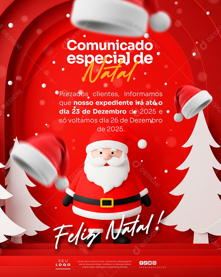 Comunicado Especial de Natal Social Media PSD Editável