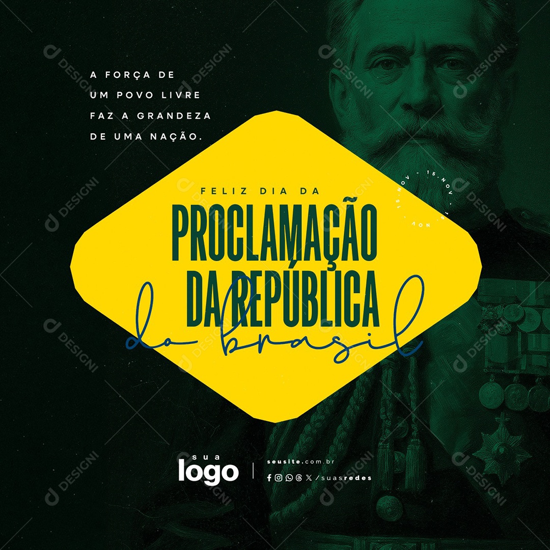 Feliz Dia da Proclamação da República 15 De Novembro Social Media PSD Editável
