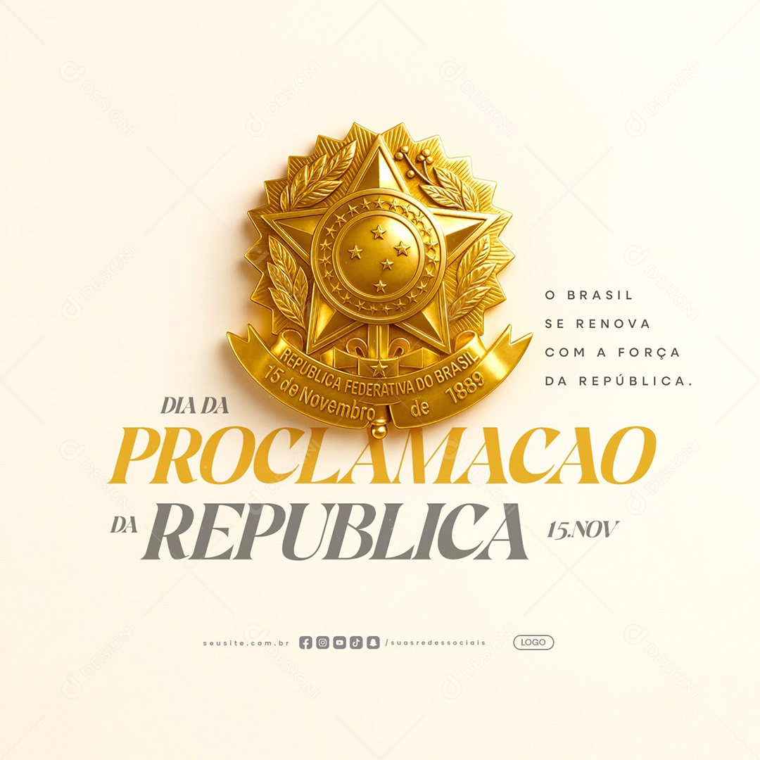 Dia da Proclamação da República 15 De Novembro Social Media PSD Editável
