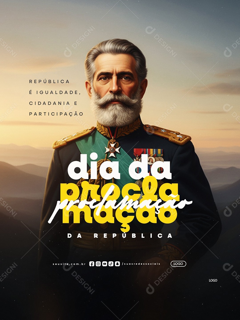 Dia da Proclamação da República 15 De Novembro República é Igualdade Social Media PSD Editável