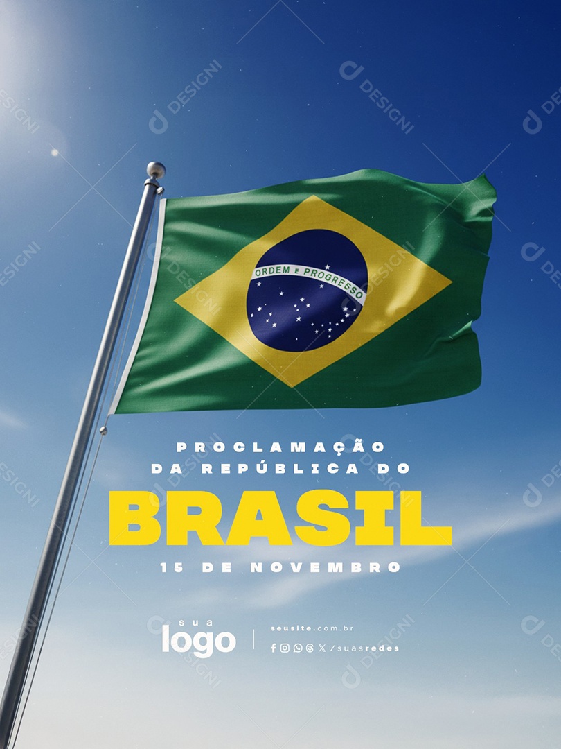 Feliz Dia da Proclamação da República 15 De Novembro Social Media PSD Editável