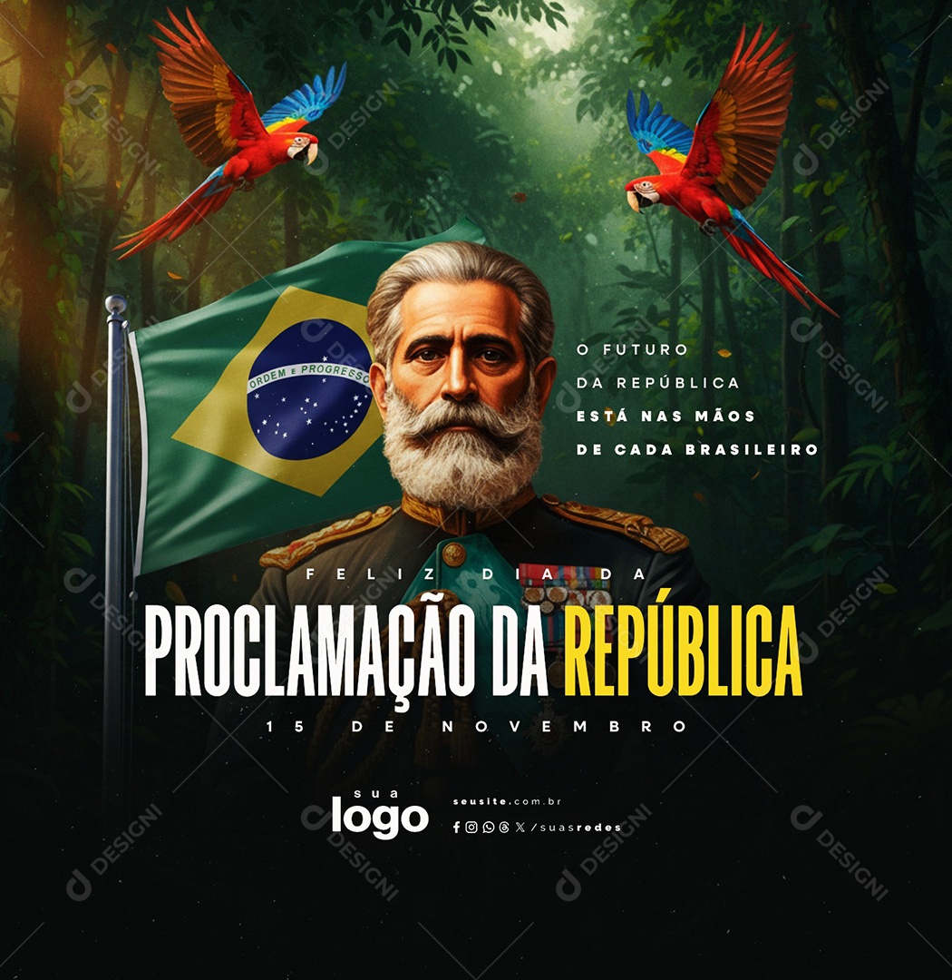 Feliz Dia da Proclamação da República 15 De Novembro Social Media PSD Editável