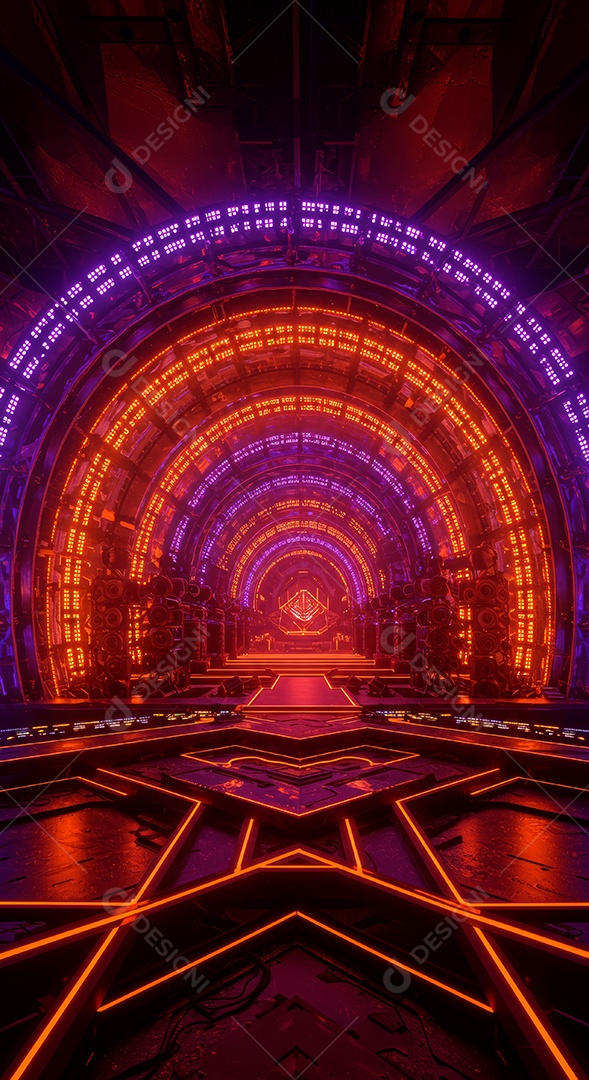 Cenário de festa de Carnaval iluminado.