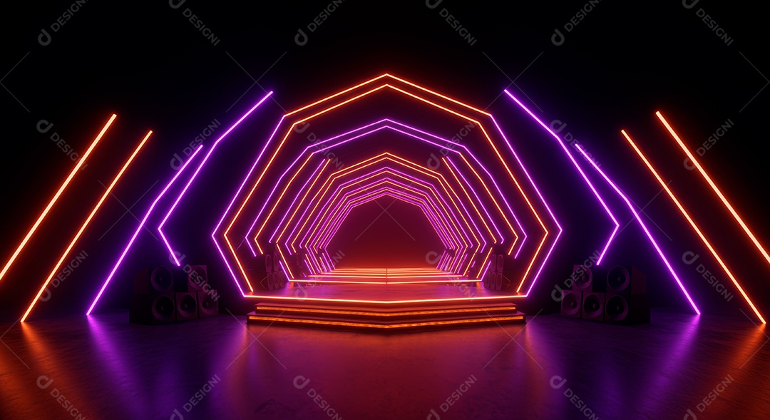 Cenário de festa de Carnaval iluminado.