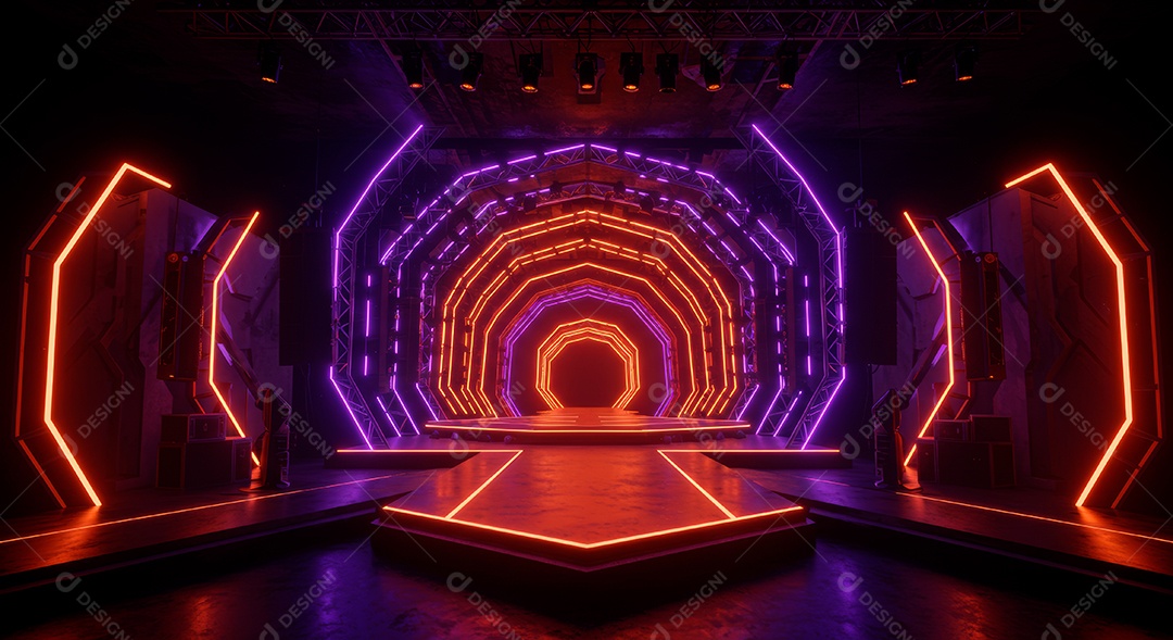 Cenário de festa de Carnaval iluminado.