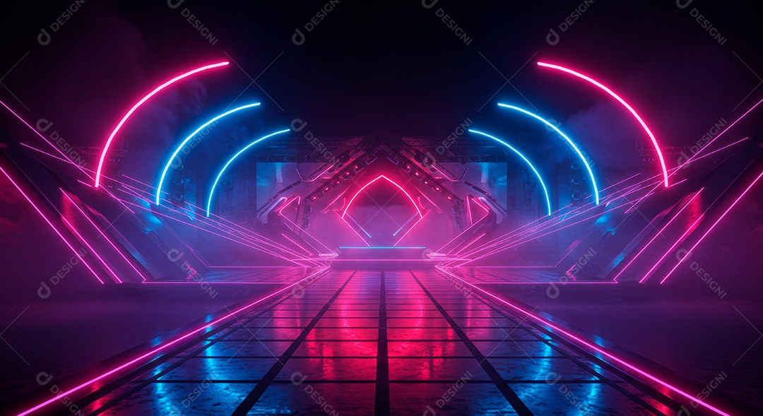 Cenário de festa de Carnaval iluminado.