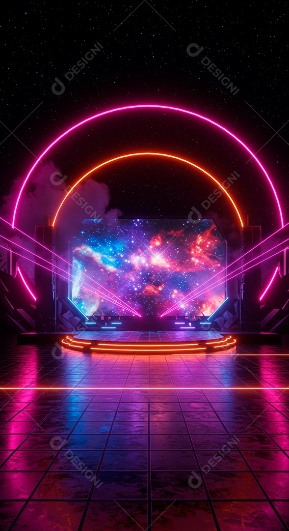 Cenário de festa de Carnaval iluminado.