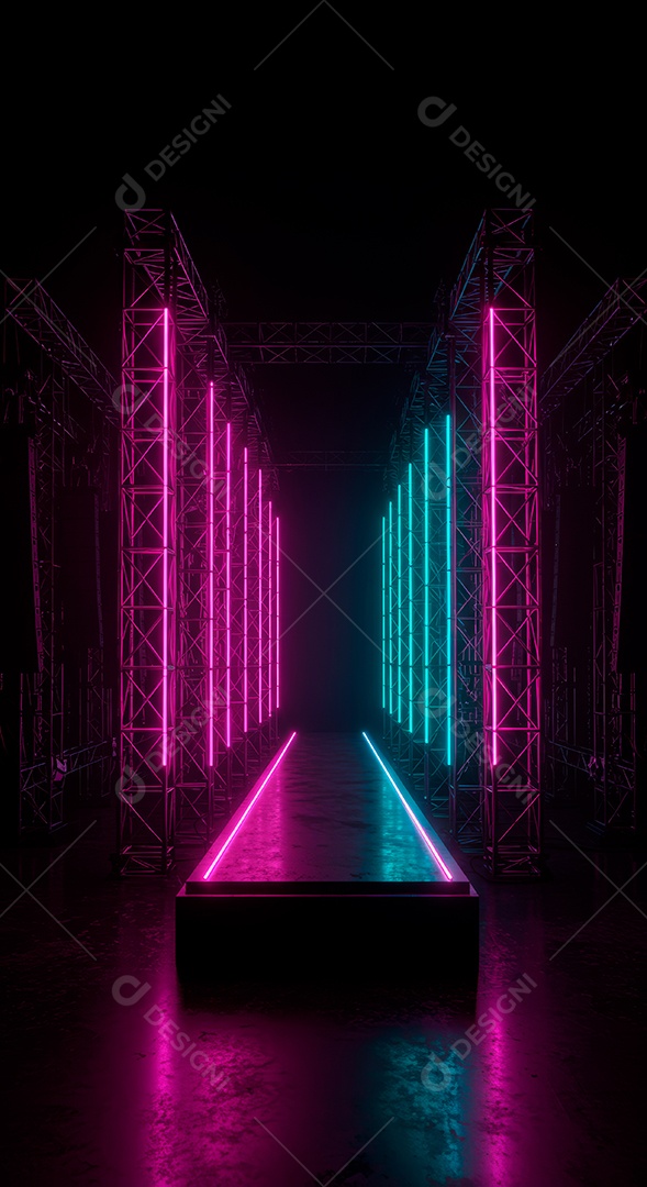 Cenário de festa de Carnaval iluminado.