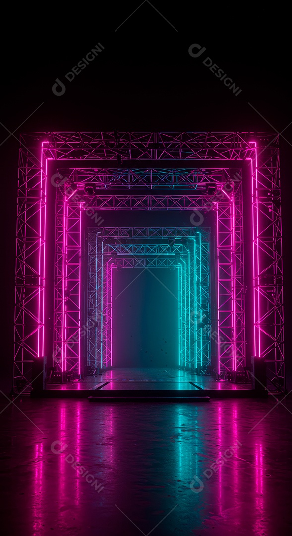 Cenário de festa de Carnaval iluminado.