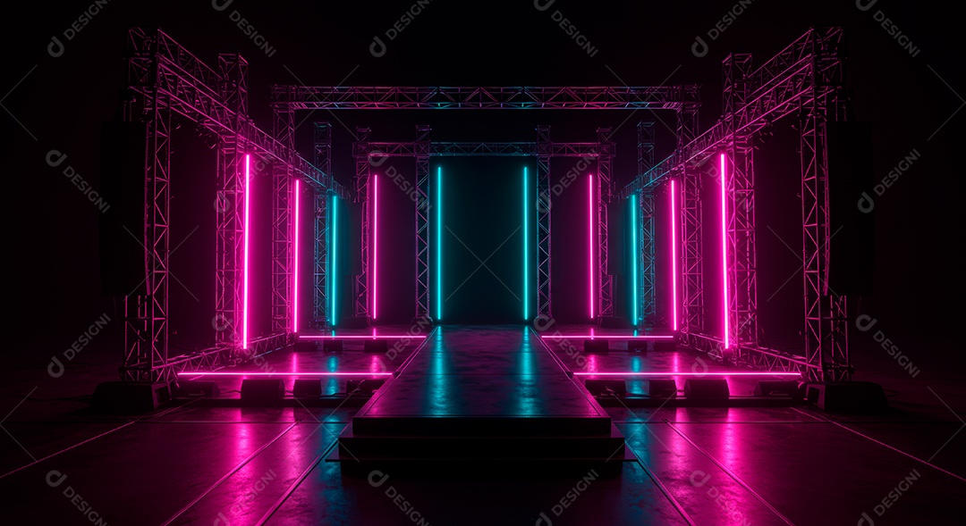 Cenário de festa de Carnaval iluminado.