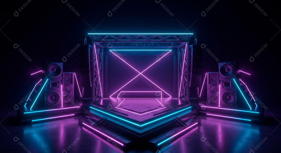 Cenário de festa de Carnaval iluminado.