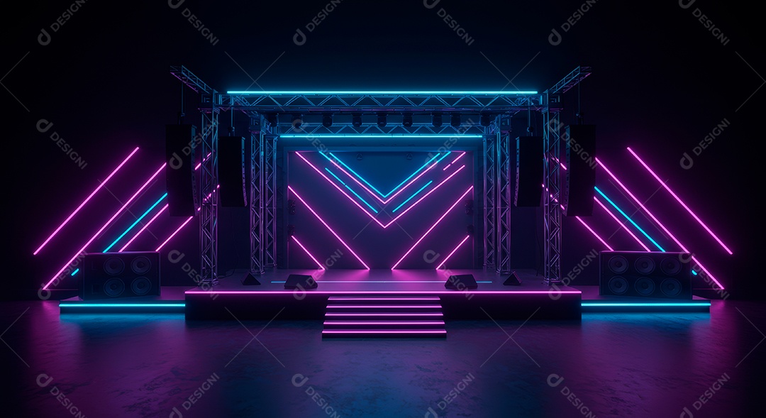 Cenário de festa de Carnaval iluminado.