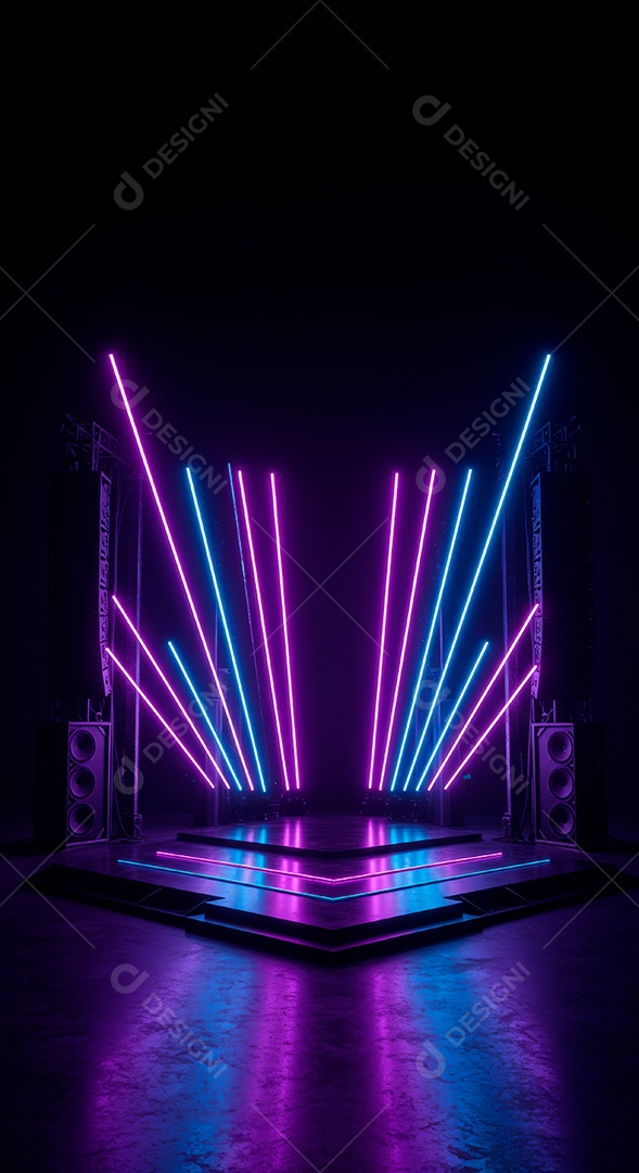 Cenário de festa de Carnaval iluminado.