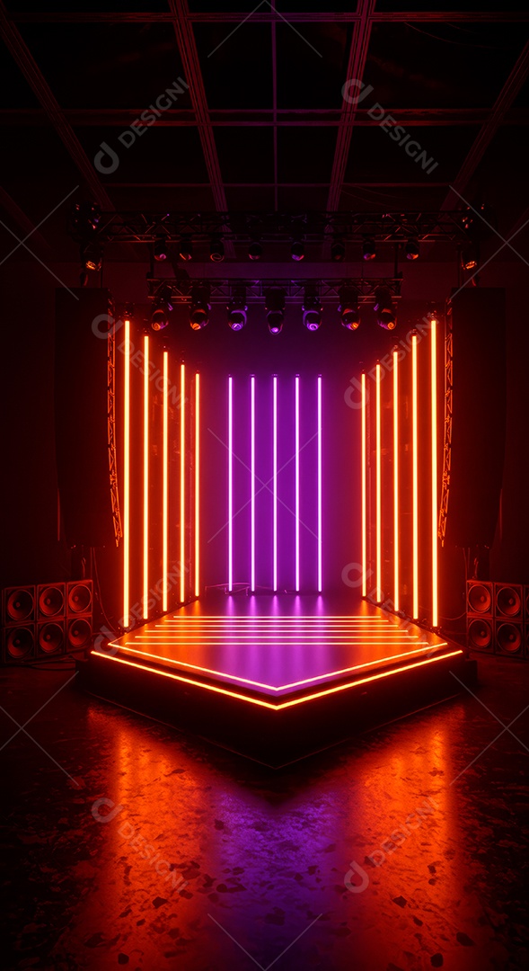 Cenário de festa de Carnaval iluminado.