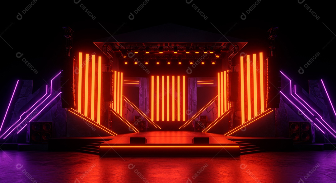 Cenário de festa de Carnaval iluminado.