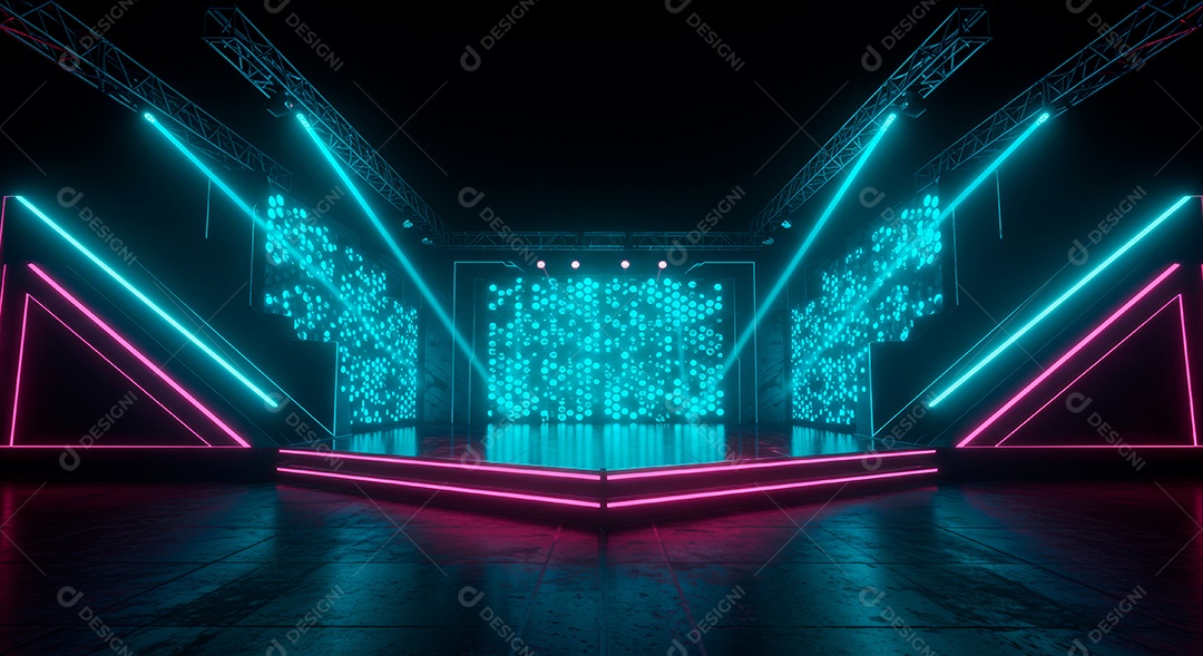 Cenário de festa de Carnaval iluminado.