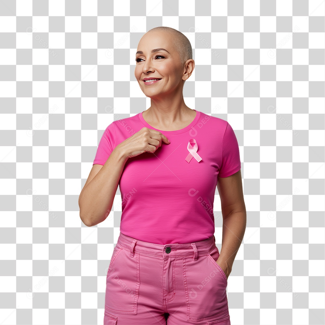 Mulher de Rosa Outubro Rosa Mês de Conscientização Sobre o Câncer de Mama PNG Transparente