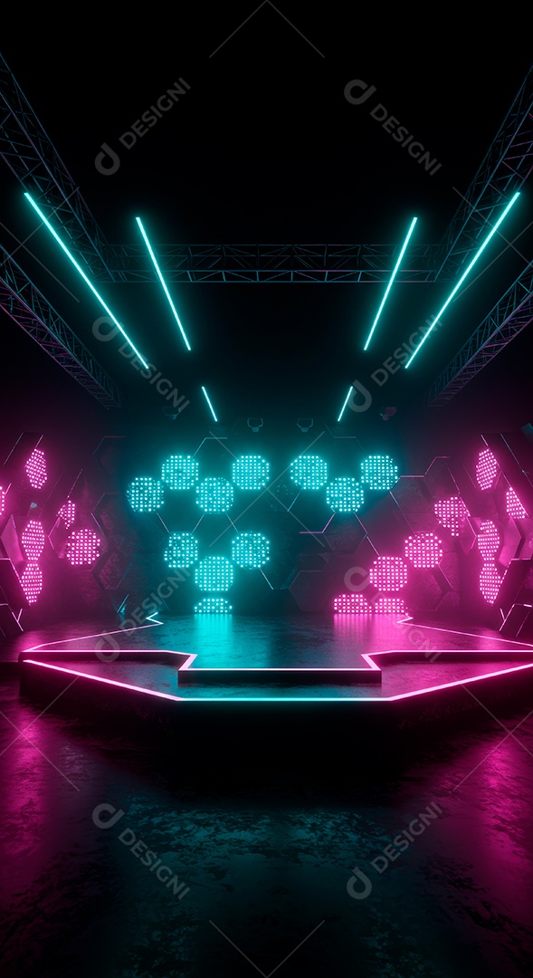 Cenário de festa de Carnaval iluminado.