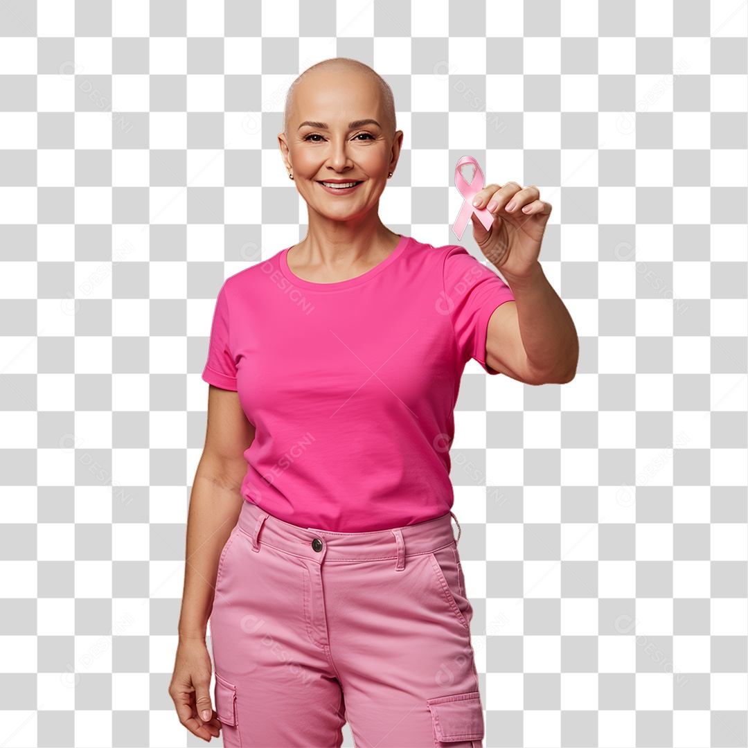 Mulher de Rosa Outubro Rosa Mês de Conscientização Sobre o Câncer de Mama PNG Transparente