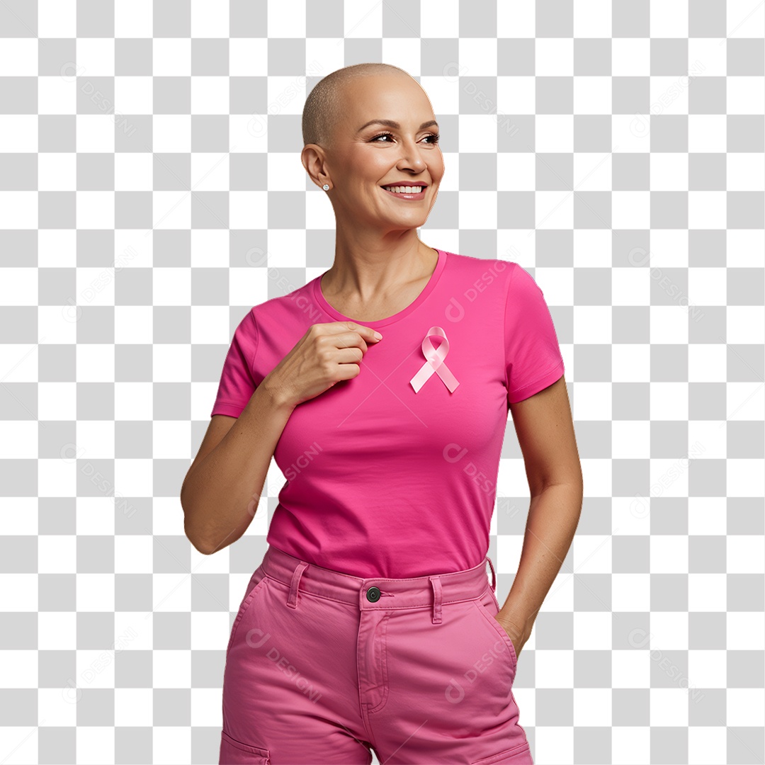 Mulher de Rosa Outubro Rosa Mês de Conscientização Sobre o Câncer de Mama PNG Transparente