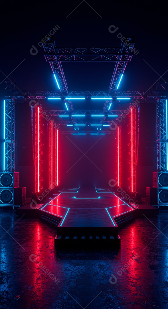 Cenário de festa de Carnaval iluminado.