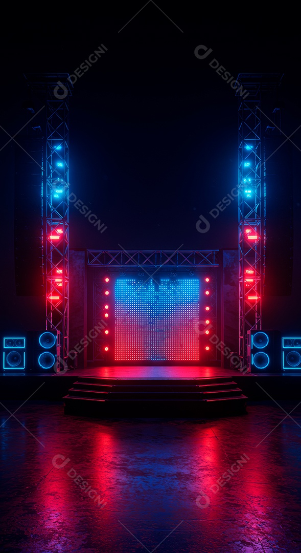 Cenário de festa de Carnaval iluminado.