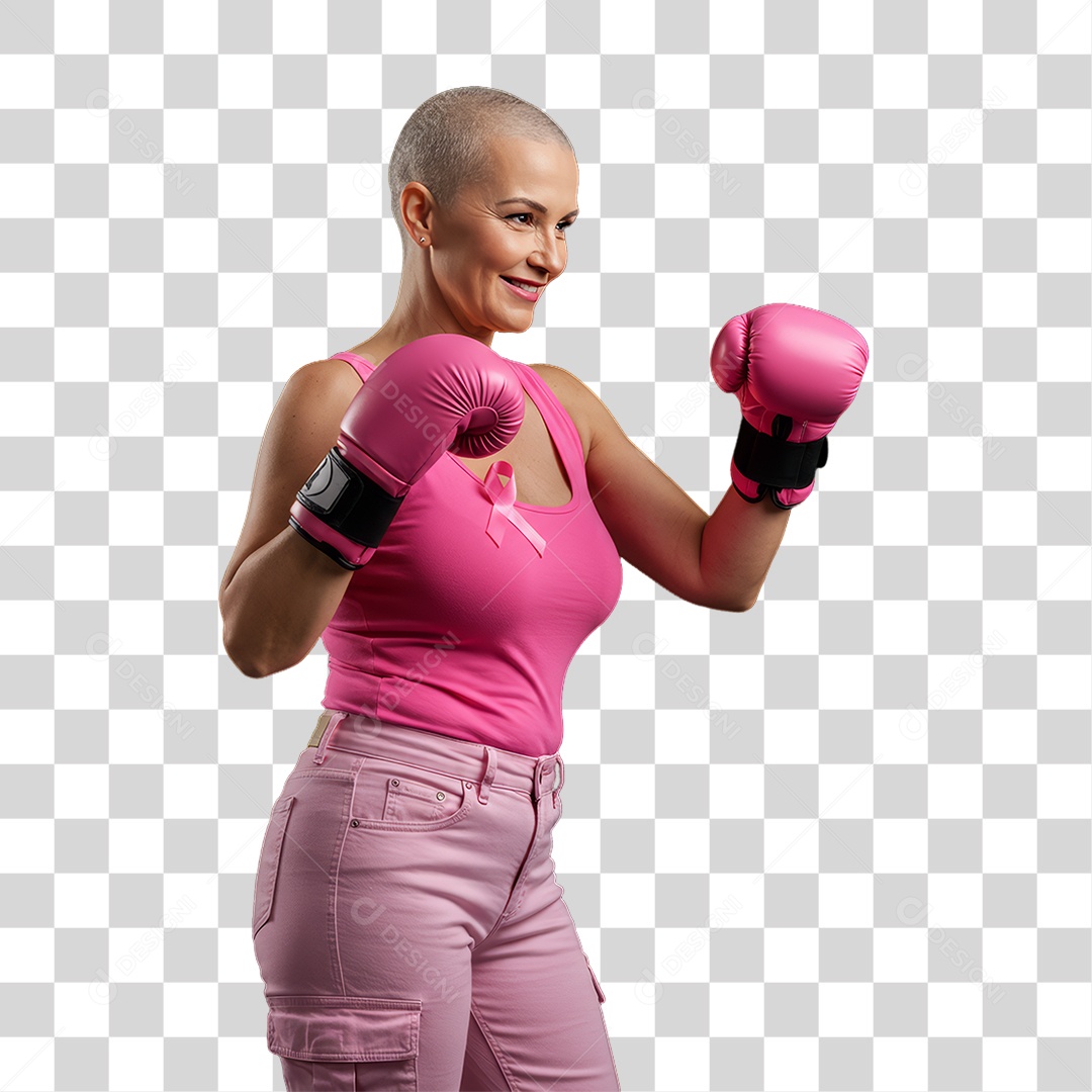 Mulher de Rosa Outubro Rosa Mês de Conscientização Sobre o Câncer de Mama PNG Transparente