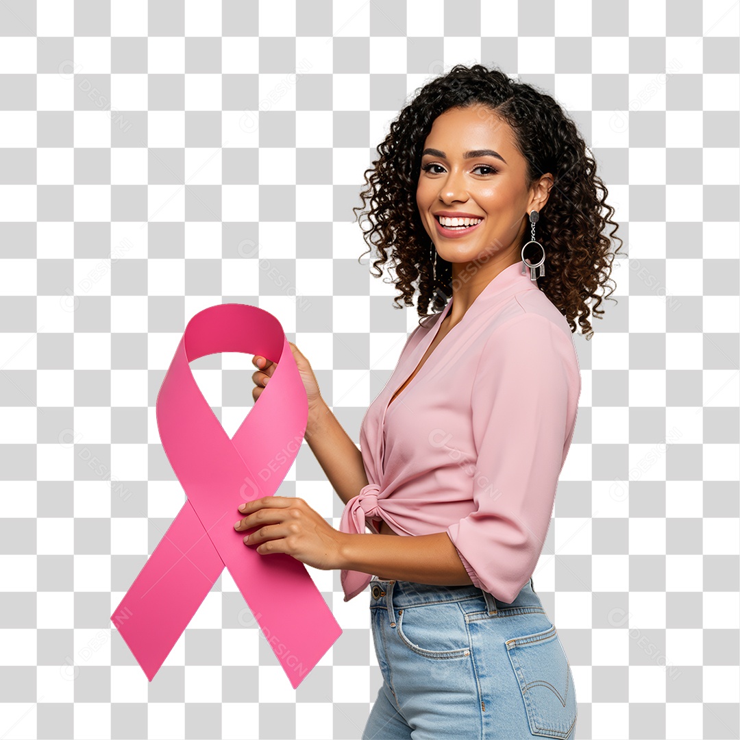 Mulher de Rosa Outubro Rosa Mês de Conscientização Sobre o Câncer de Mama PNG Transparente