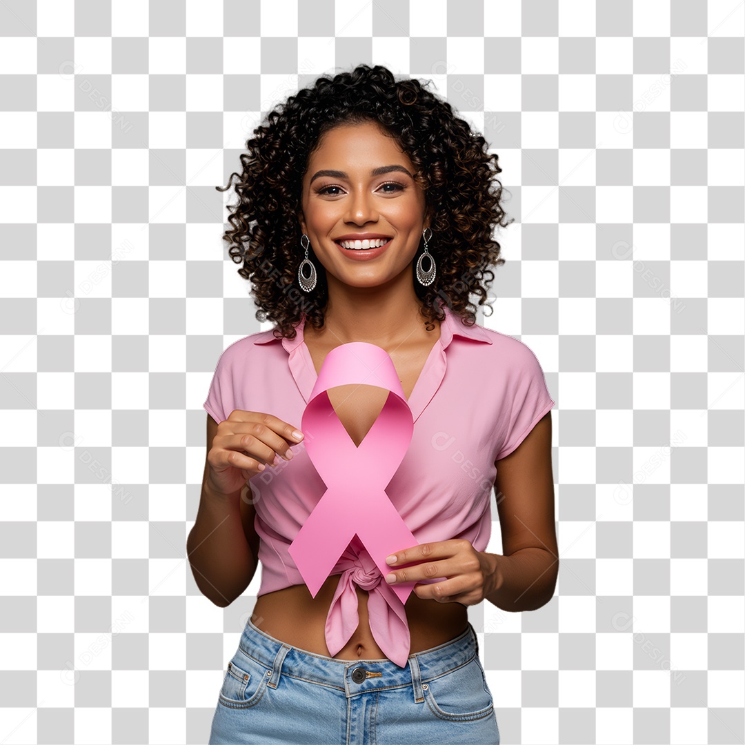 Mulher de Rosa Outubro Rosa Mês de Conscientização Sobre o Câncer de Mama PNG Transparente